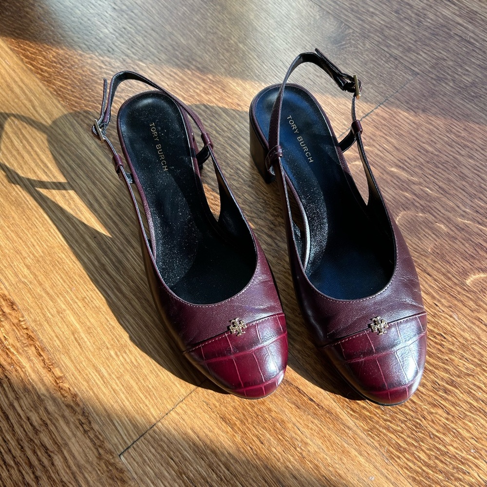 Tory Burch Burgandy  Slingback Heels